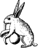 Hare playing on bagpipes.