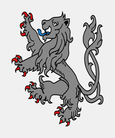Lion Rampant Tail Forked Saltire Reversed