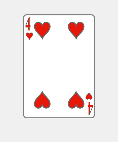 Playing Card Four Of Hearts