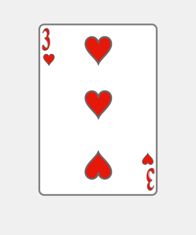 Playing Card Three Of Hearts