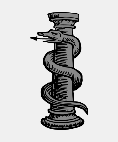 Serpent Entwined With Pillar