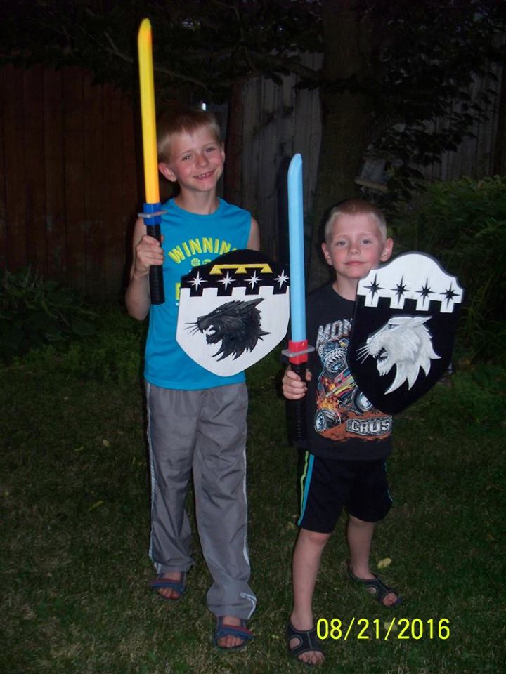 My nephews Matthew Thomas Garrison and Michael Jeffrey Garrison (sons of Travis Ray Garrison)... with heraldic toys.